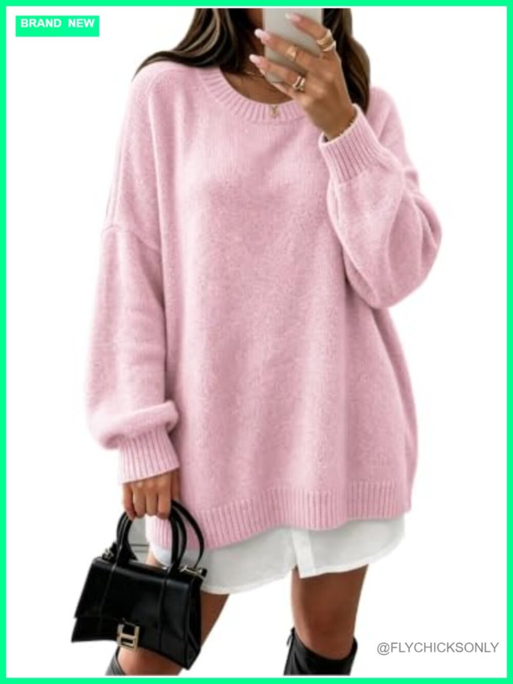 Oversized Crewneck Pullover Sweater Long Sleeve Casual Women's
